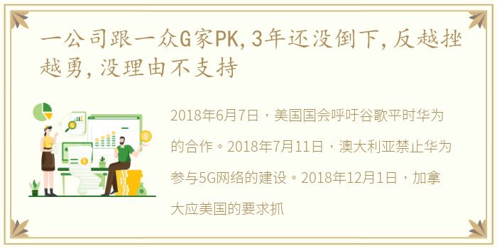 一公司跟一众G家PK,3年还没倒下,反越挫越勇,没理由不支持