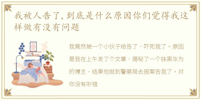 我被人告了,到底是什么原因你们觉得我这样做有没有问题