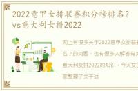 2022意甲女排联赛积分榜排名？ 中国女排vs意大利女排2022