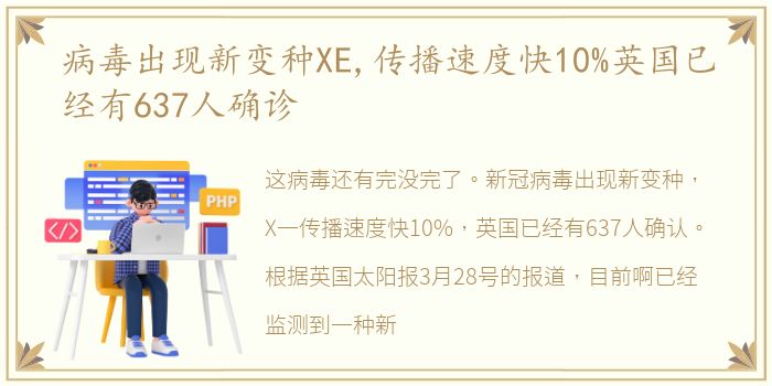 病毒出现新变种XE,传播速度快10%英国已经有637人确诊