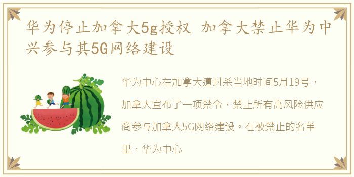 华为停止加拿大5g授权 加拿大禁止华为中兴参与其5G网络建设