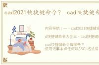 cad2021快捷键命令？ cad快捷键命令大全