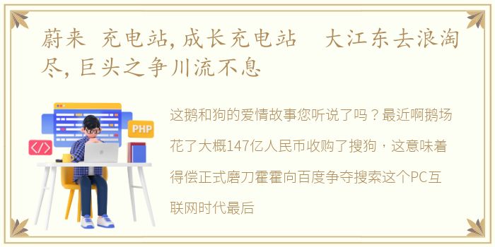 蔚来 充电站,成长充电站 大江东去浪淘尽,巨头之争川流不息