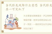 当代卧龙凤雏什么意思 当代卧龙凤雏,得其一可笑趴下