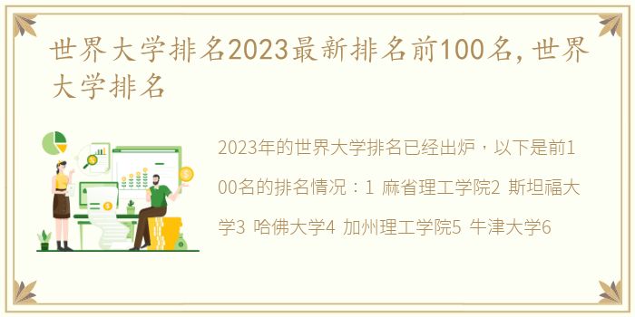 世界大学排名2023最新排名前100名,世界大学排名