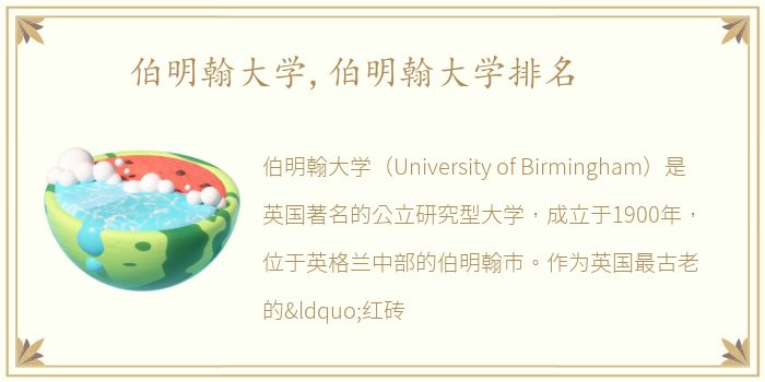 伯明翰大学,伯明翰大学排名