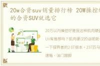 20w合资suv销量排行榜 20W操控好又安全的合资SUV就选它