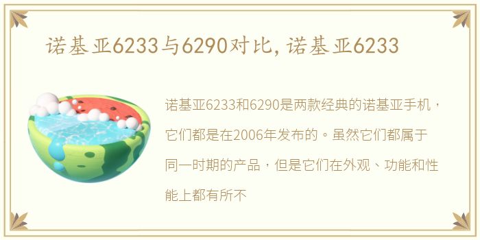 诺基亚6233与6290对比,诺基亚6233