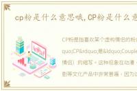 cp粉是什么意思哦,CP粉是什么意思?