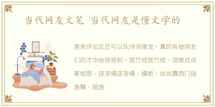 当代网友文笔 当代网友是懂文学的