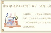 建筑学世界排名前十名？ 剑桥大学建筑学