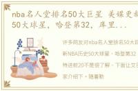 nba名人堂排名50大巨星 美媒更新NBA历史50大球星，哈登第32，库里杜兰特进前20