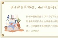 dnf神器有哪些，dnf神器排行榜