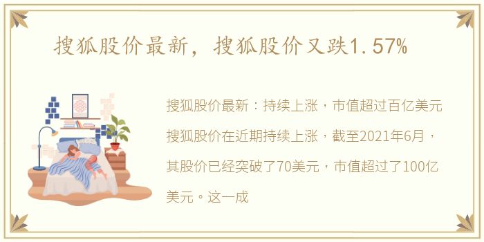 搜狐股价最新，搜狐股价又跌1.57%