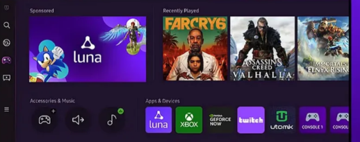 Amazon Luna入驻三星在加拿大德国和英国的智能电视游戏中心
