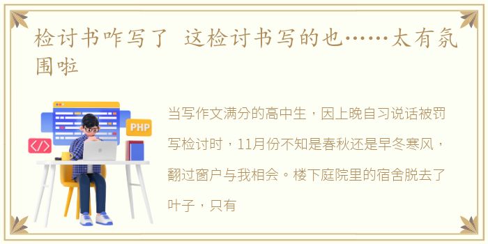 检讨书咋写了 这检讨书写的也……太有氛围啦