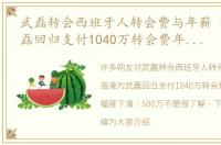 武磊转会西班牙人转会费与年薪 海港为武磊回归支付1040万转会费年薪将大幅度下滑：500万