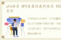 ufc排名 UFC各量级最新排名 2022.07.05更新