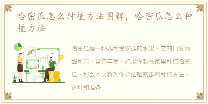 哈密瓜怎么种植方法图解，哈密瓜怎么种植方法