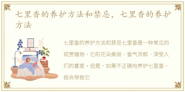 七里香的养护方法和禁忌，七里香的养护方法