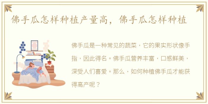 佛手瓜怎样种植产量高，佛手瓜怎样种植