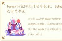 3dmax白色陶瓷材质参数表，3dmax白色陶瓷材质参数