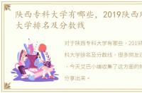 陕西专科大学有哪些，2019陕西所有专科大学排名及分数线