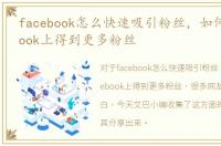 facebook怎么快速吸引粉丝，如何在facebook上得到更多粉丝