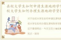 在校大学生如何申请生源地助学贷款，在校大学生如何办理生源地助学贷款