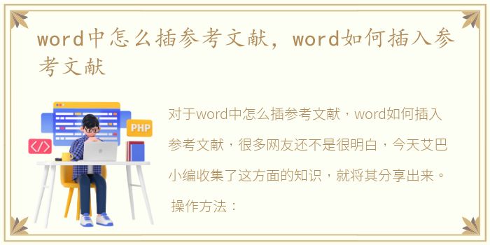 word中怎么插参考文献，word如何插入参考文献