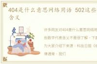 404是什么意思网络用语 502这些数字代表含义