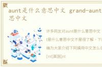 aunt是什么意思中文 grand-aunt是什么意思中文