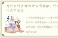 为什么叫声母为什么叫韵母，什么叫声母什么叫韵母