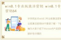 win8.1专业版激活密钥 win8.1专业版激活密钥64