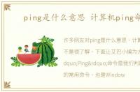 ping是什么意思 计算机ping命令