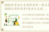 2020高考语文全国新高考一卷试卷及答案，2020全国新高考1卷语文试题及答案解析