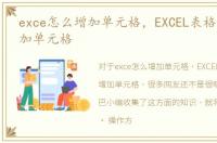 exce怎么增加单元格，EXCEL表格中快速增加单元格