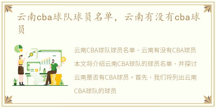 云南cba球队球员名单，云南有没有cba球员