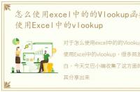 怎么使用excel中的的Vlookup函数，怎么使用Excel中的vlookup