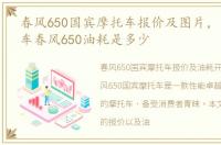 春风650国宾摩托车报价及图片，国宾摩托车春风650油耗是多少