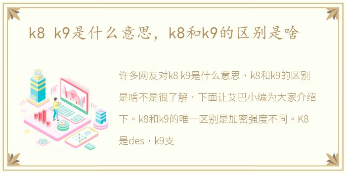 k8 k9是什么意思，k8和k9的区别是啥