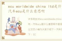 ecu worldwide china ltd是什么公司，汽车ecu是什么意思啊