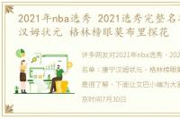 2021年nba选秀 2021选秀完整名单：康宁汉姆状元 格林榜眼莫布里探花