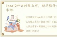 iqoo12什么时候上市，新思域什么时候上市的