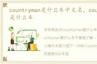 countryman是什么车中文名，countryman是什么车