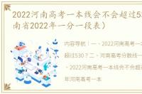 2022河南高考一本线会不会超过530？（河南省2022年一分一段表）