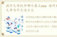 国外文章软件哪个最火app 海外版TikTok文章为什么这么火