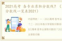 2021高考 各专业录取分数线？（高考录取分数线一览表2021）