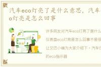 汽车eco灯亮了是什么意思，汽车仪表盘eco灯亮是怎么回事