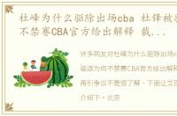 杜峰为什么驱除出场cba 杜锋被驱逐为何不禁赛CBA官方给出解释 裁判错判再引争议